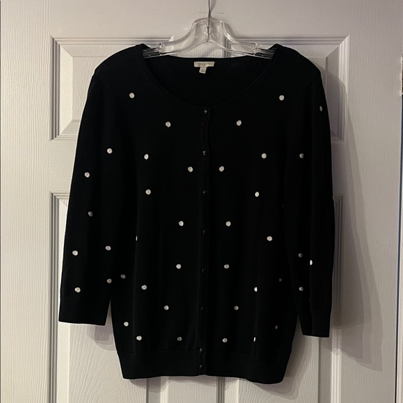 Talbots Sweaters - Talbots Black Cardigan with White Dots